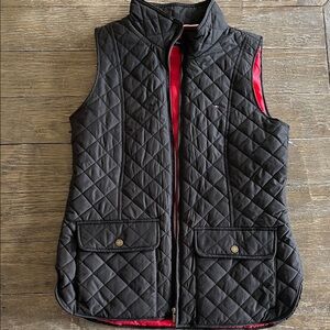 Tommy Hilfiger Black Quilted Vest with Red Trim